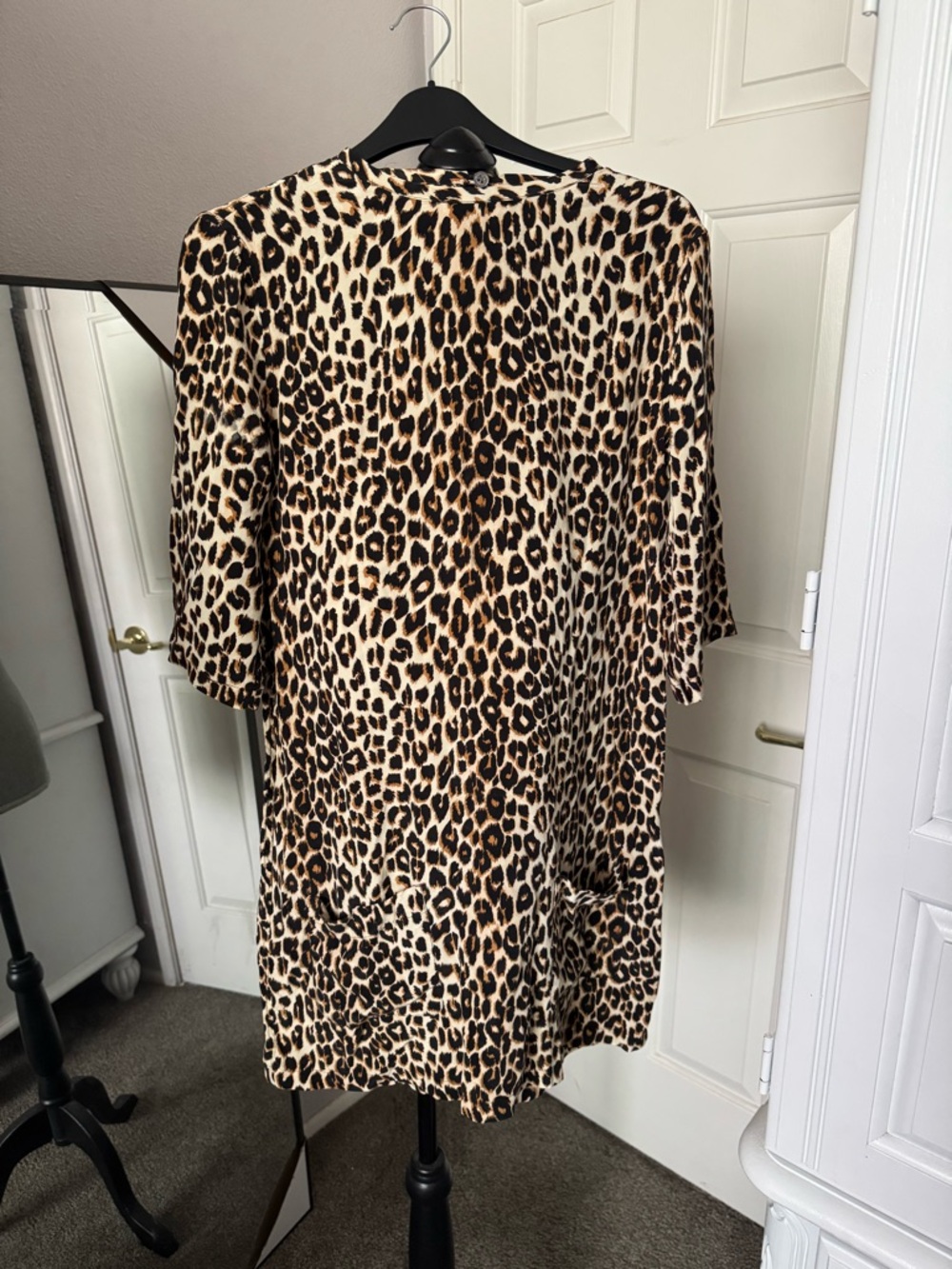 Source Unknown Leopard Print Mini Dress in Tan and Black